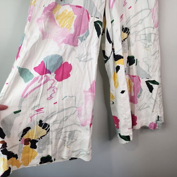 Anthropologie Maeve Wide Leg Floral Pants Colorful Linen Blend Size 4 - Picture 5 of 9